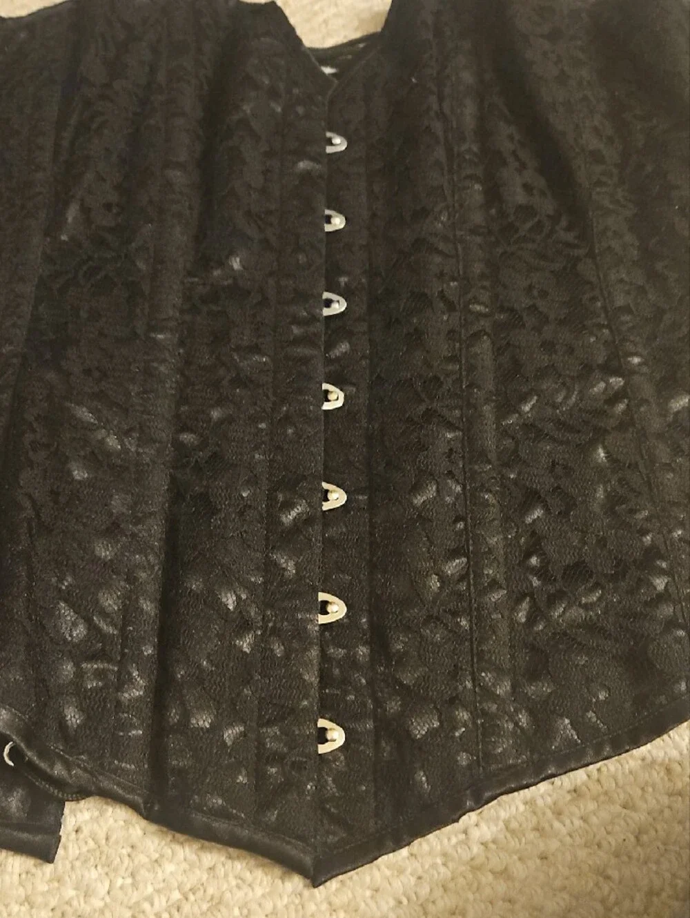 Black Lace-Up Overbust Corset - Unbranded Elegance